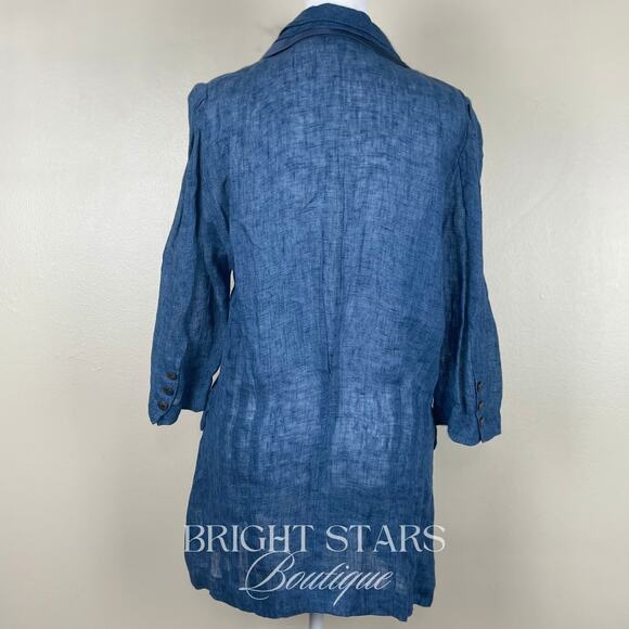 Rare Blue Linen Blazer Jacket ASO Serena Van Der Woodsen Gossip Girl Y2K - Picture 6 of 10